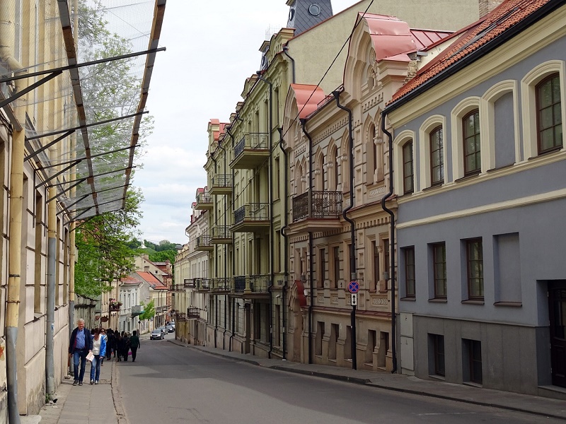 Old town's long street in VIlnius