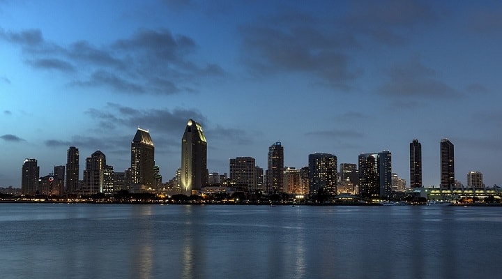 View of San Diego at night time.